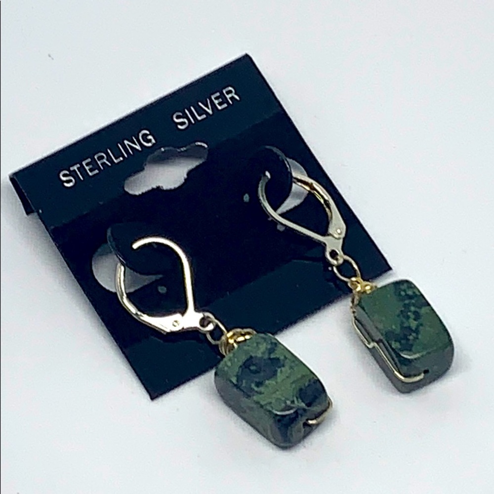 Green/black stone earrings